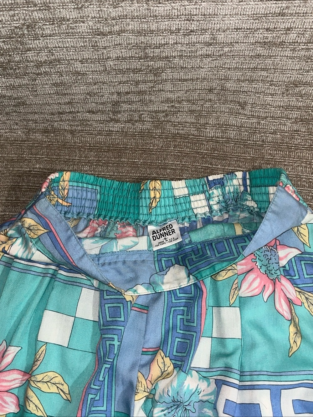 Vintage Alfred Dunner Floral Greek Key Pleated Bermuda Wide Leg Shorts Hi Rise 8 - Picture 7 of 11